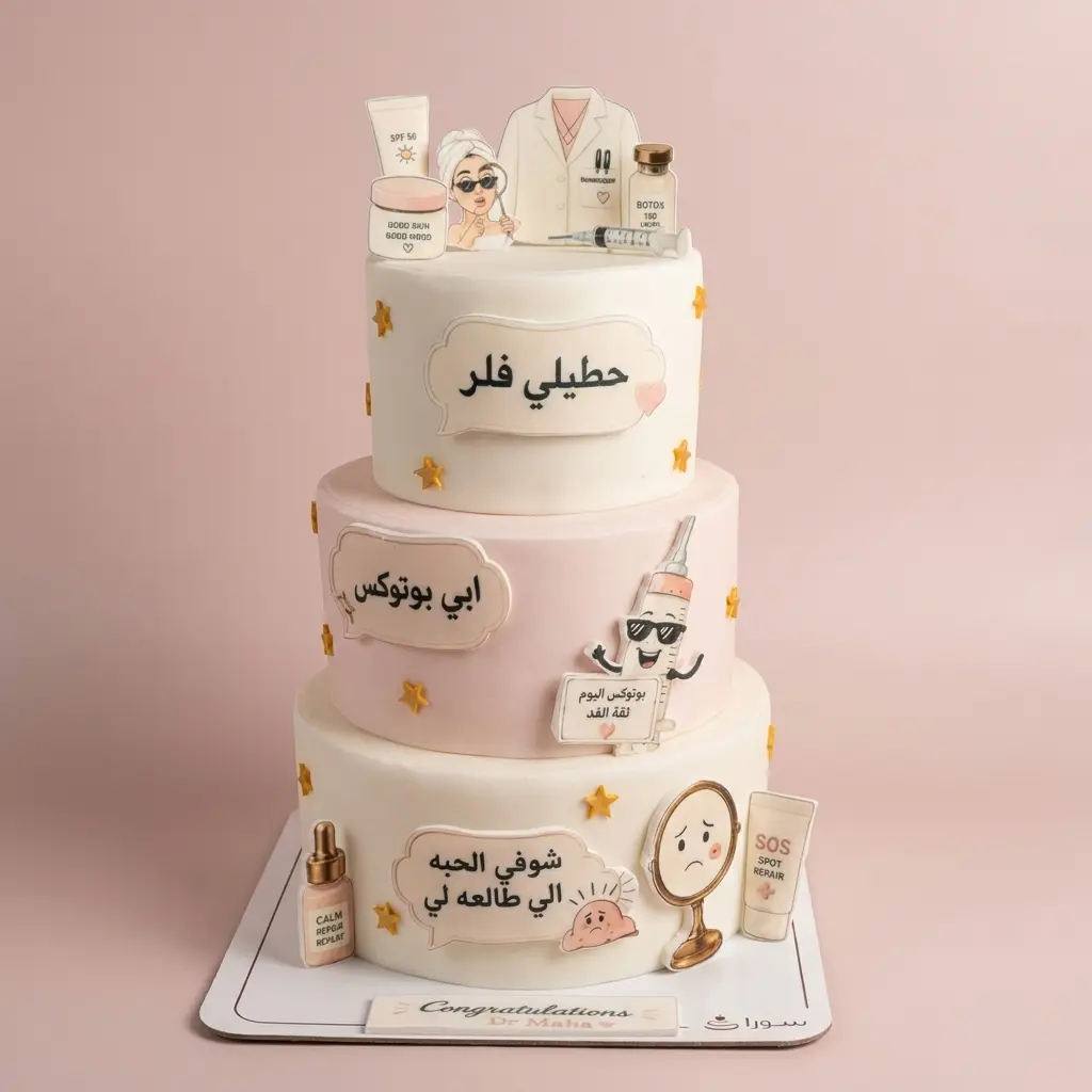 كيكة ثيم بوتوكس وفيلر للمناسبات الطبية
