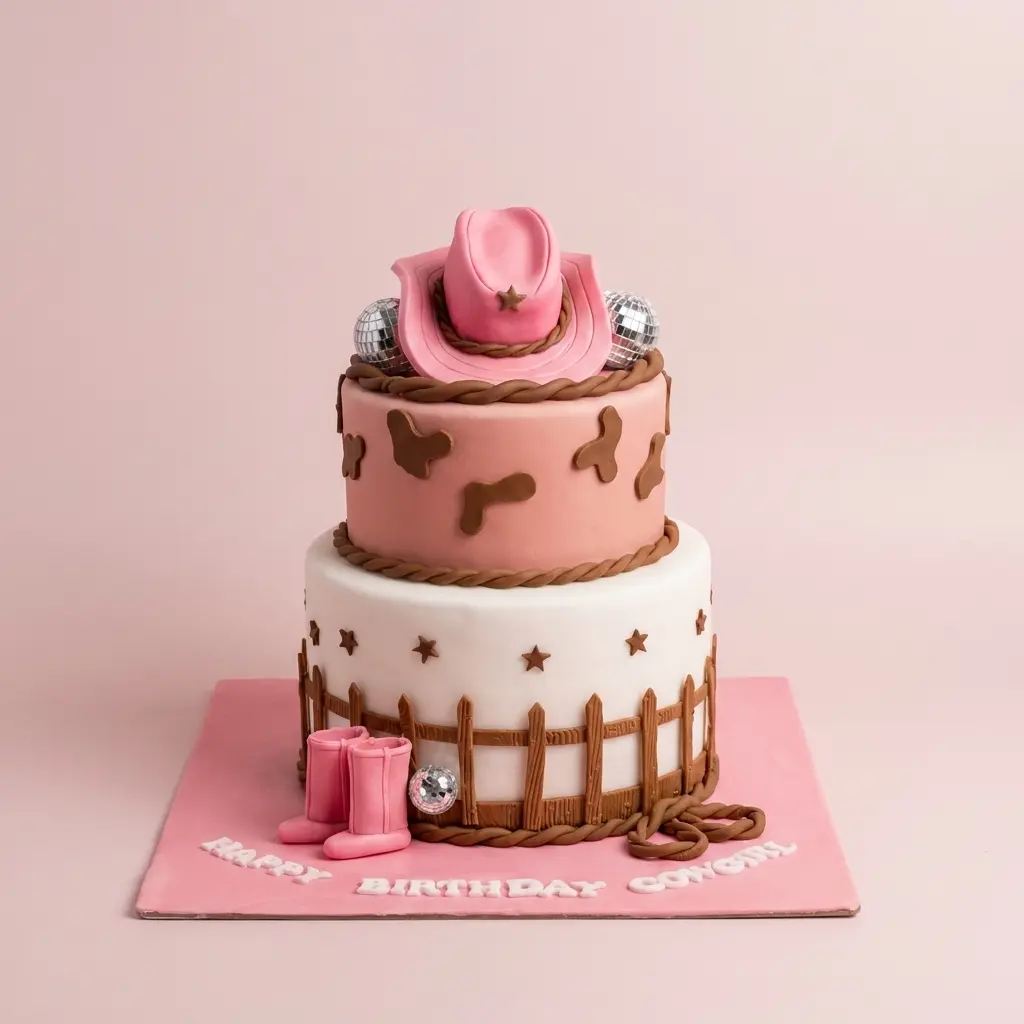 Cowgirl Birthday Cake with Cowboy Details