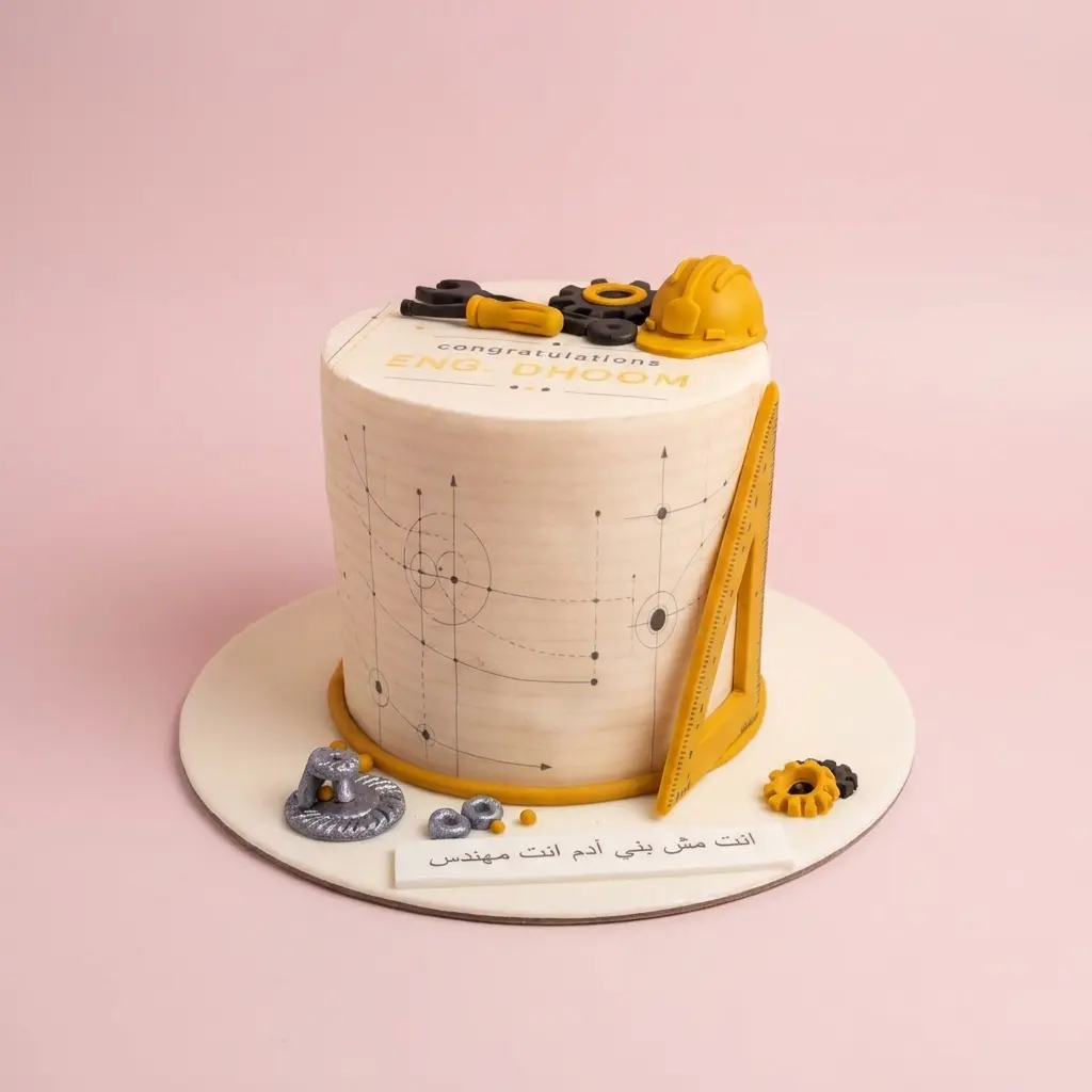 Engineer Graduation Cake with Engineering Tools Decor
