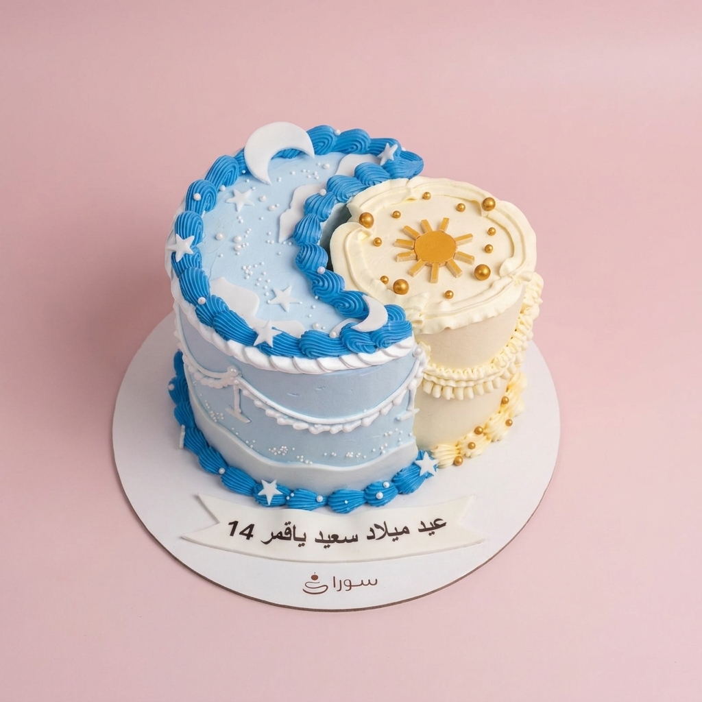 كيكة عيد ميلاد قمر وشمس