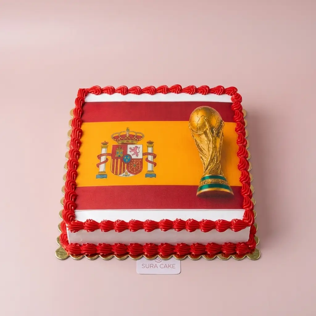 كيكة علم إسبانيا مع كأس العالم