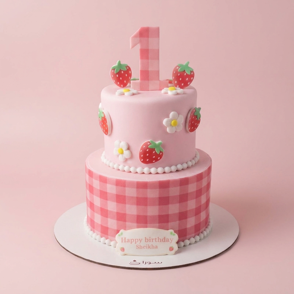 Two Tier Strawberry Fruit Birthday Cake
